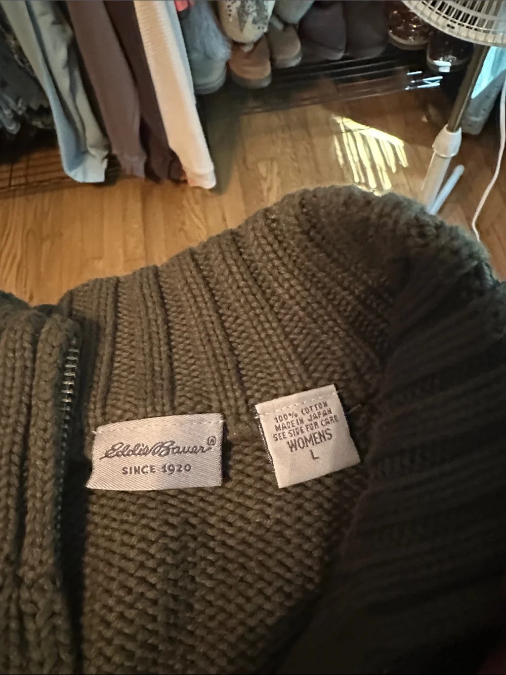 Eddie Bauer Men's Zip-Front Knit Sweater in Olive